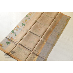 Manjula ~ Handloom Printed Chanderi Grey Saree 