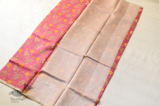 Manjula ~ Handloom Printed Chanderi Saree - Rani Pink