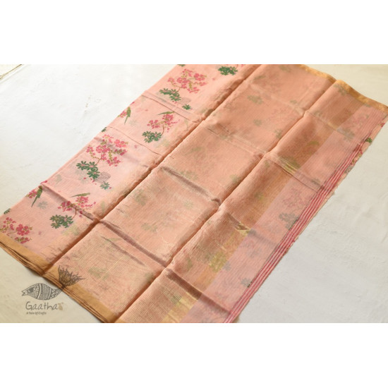 Handloom Printed Chanderi Light Pink Saree