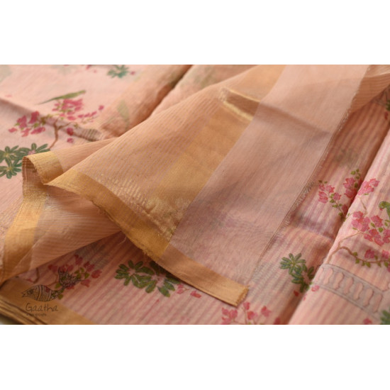 Handloom Printed Chanderi Light Pink Saree