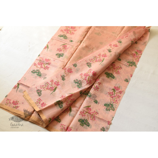 Handloom Printed Chanderi Light Pink Saree