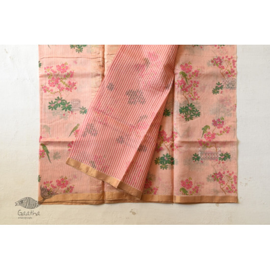 Handloom Printed Chanderi Light Pink Saree