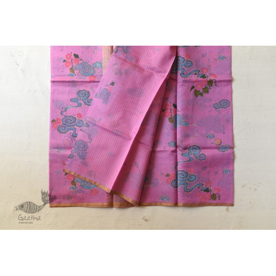 Handloom Printed Chanderi Saree - Purpple