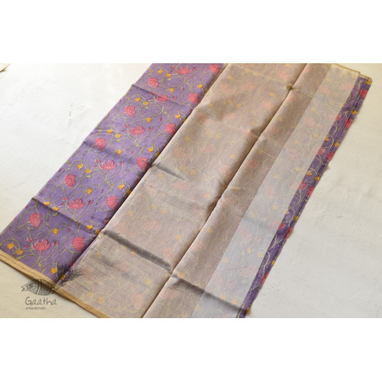 Handloom Flower Printed Chanderi Saree