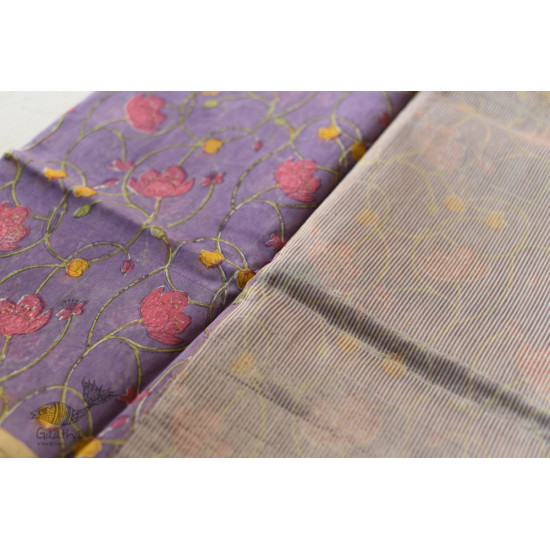 Handloom Flower Printed Chanderi Saree