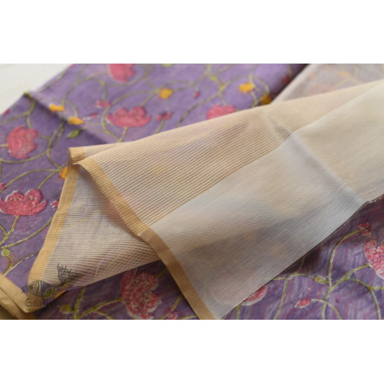 Handloom Flower Printed Chanderi Saree