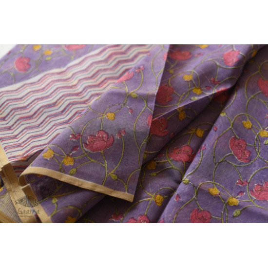 Handloom Flower Printed Chanderi Saree