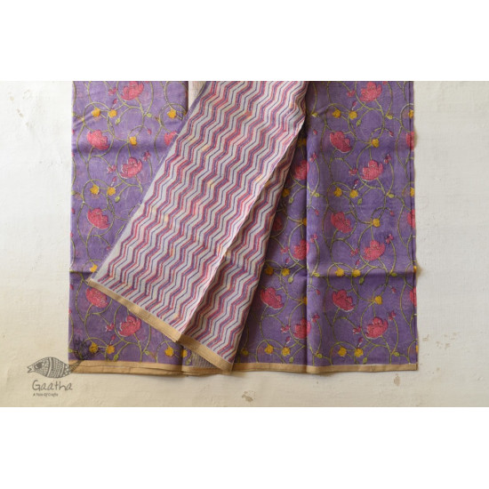 Handloom Flower Printed Chanderi Saree