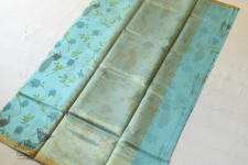 Manjula ~ Handloom Printed Chanderi Sky Blue Saree