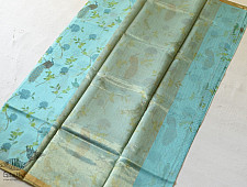 Manjula ~ Handloom Printed Chanderi Sky Blue Saree
