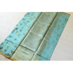 Manjula ~ Handloom Printed Chanderi Sky Blue Saree