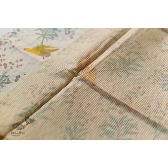 Handloom Printed Chanderi Saree Parrot Motif