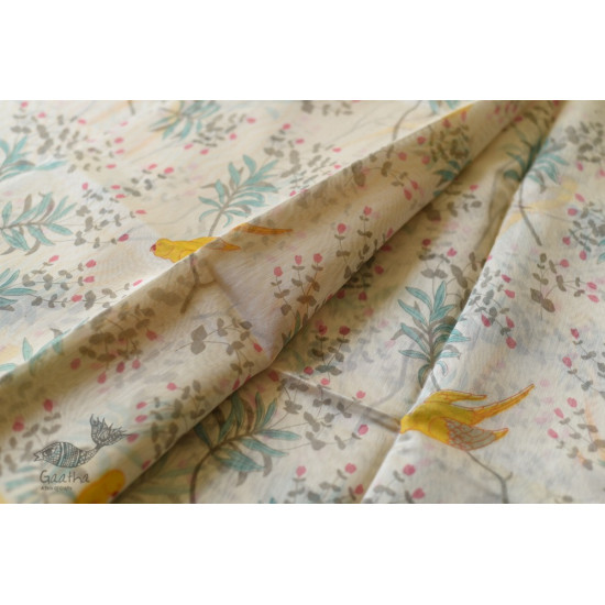 Handloom Printed Chanderi Saree Parrot Motif