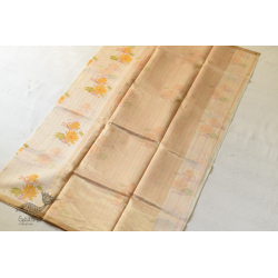 Manjula ~ Handloom Printed Chanderi Saree - Lotus Motif