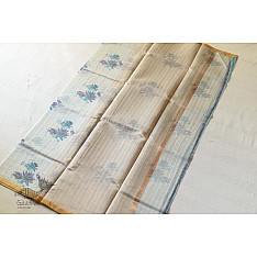 Manjula ~ Handloom Printed Chanderi Saree - Blue Flowers Mofit