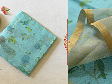 Manjula ~ Handloom Printed Chanderi Sky Blue Saree