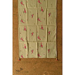 Nisarg . निसर्ग | Printed Cotton Grey Stole with Sparrow Motif