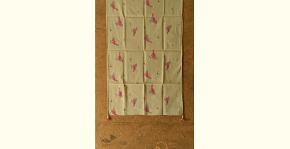 Nisarg . निसर्ग | Printed Cotton Grey Stole with Sparrow Motif