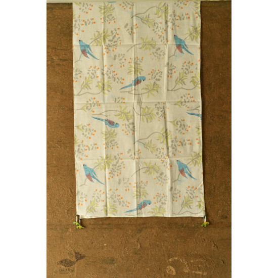 shop hand block printed stoles - white