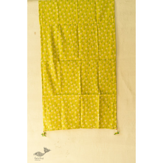 shop Hand Block Printed Cotton Parrot Green stole