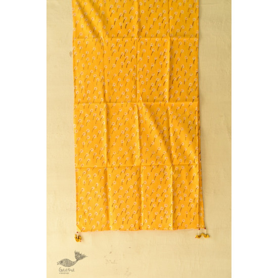 shop Hand Block Printed Yellow Stole