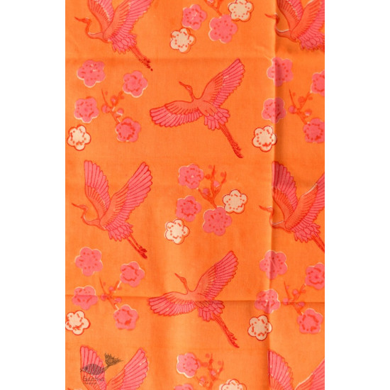 shop Hand Block Printed Cotton Orange Stole