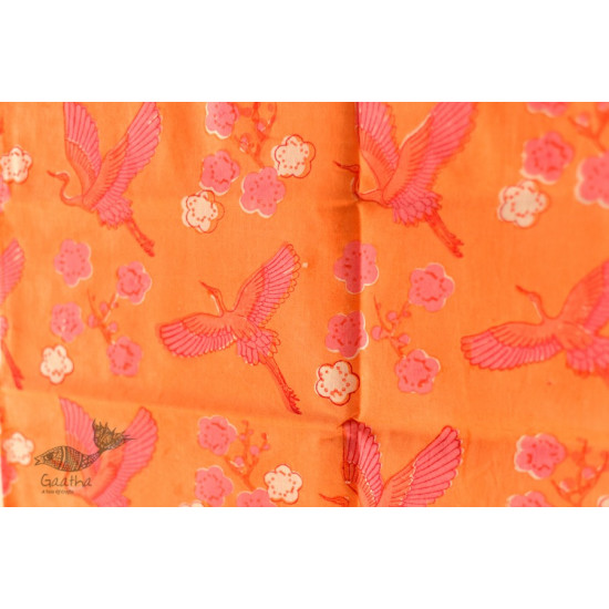 shop Hand Block Printed Cotton Orange Stole