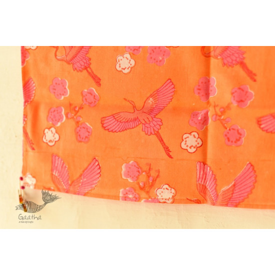 shop Hand Block Printed Cotton Orange Stole