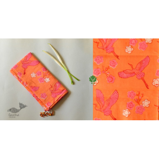 shop Hand Block Printed Cotton Orange Stole