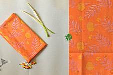 Nisarg . निसर्ग ✮ Hand Block Printed Cotton Stole - Orange
