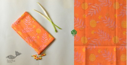 Nisarg . निसर्ग ✮ Hand Block Printed Cotton Stole - Orange