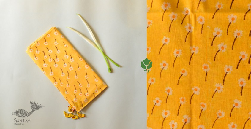 shop Hand Block Printed Yellow Stole