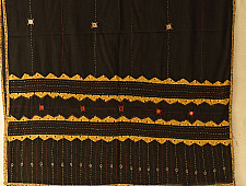 Ajrakh Applique - Embroidered Cotton Dupatta - Black