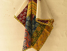 Ajrakh Applique - Embroidered and Patchwork Cotton Dupatta (Two Options)