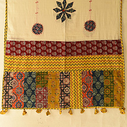 Ajrakh Applique - Embroidered and Patchwork Cotton Dupatta (Two Options)