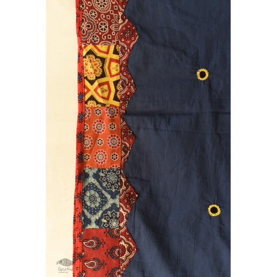 Ajrakh Applique - Mirrow Work Cotton Dupatta