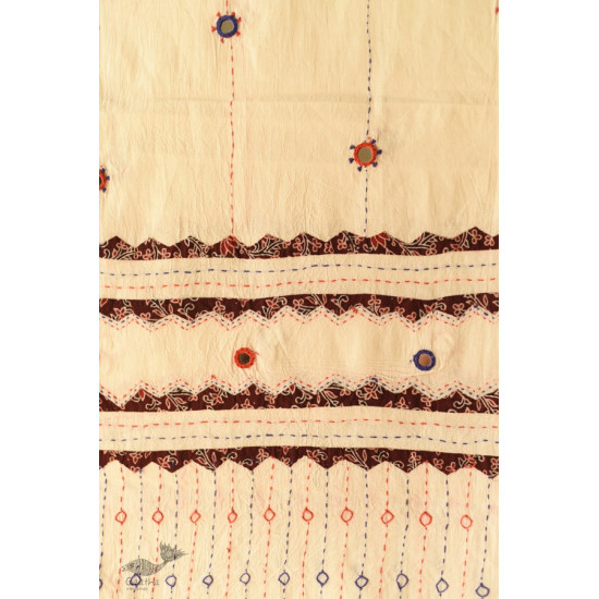 shop Mirror Work & Applique - Embroidered Cotton Off White Dupatta