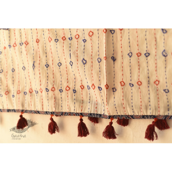 Cotton Ajrakh Applique dupatta