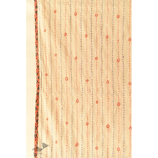 shop Ajrakh Applique & Kantha stitch Cotton Dupatta