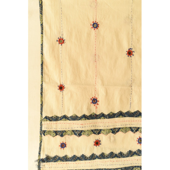 shop Ajrakh Patch Work - Cotton Dupatta With Mirror Work