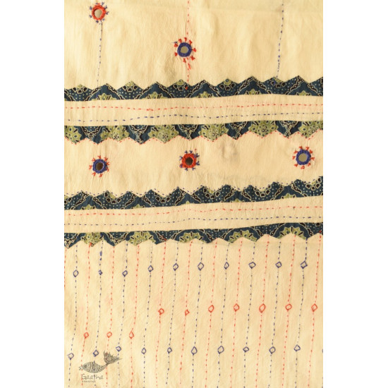 shop Ajrakh Patch Work - Cotton Dupatta With Mirror Work