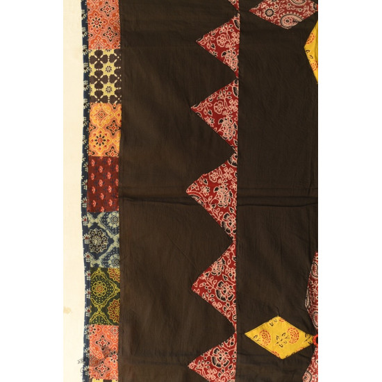 shop Ajrakh Applique & Kantha Embroidered Cotton Dupatta