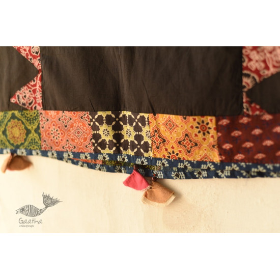 shop Ajrakh Applique & Kantha Embroidered Cotton Dupatta