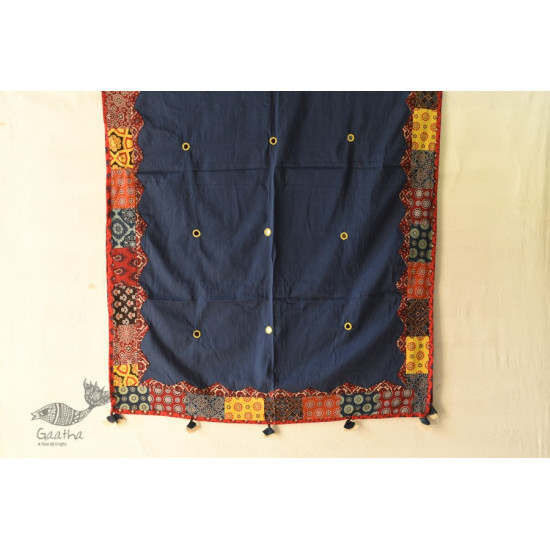 Ajrakh Applique - Mirrow Work Cotton Dupatta