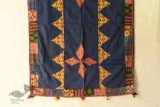 Ajrakh Applique - Embroidered Cotton Dupatta ~ Blue