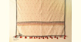 Applique & Embroidered Cotton Dupatta ~ Blue Border