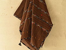 Ajrakh Applique - Embroidered Cotton Dupatta (Two Options) - Brown