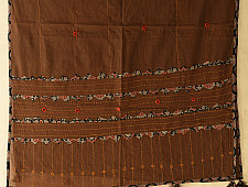 Ajrakh Applique - Embroidered Cotton Dupatta (Two Options) - Brown