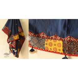 Ajrakh Applique - Mirrow Work Cotton Dupatta