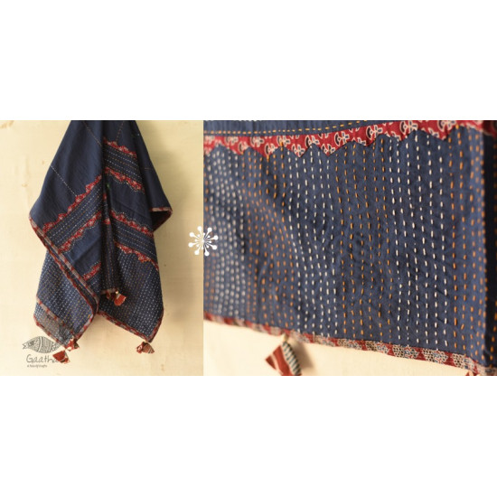 Cotton Ajrakh Applique dupatta